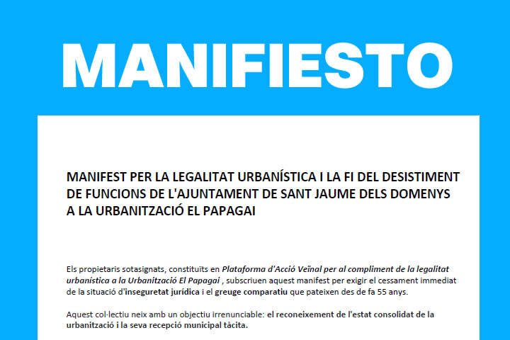MANIFIESTO PLATAFORMA VECINAL